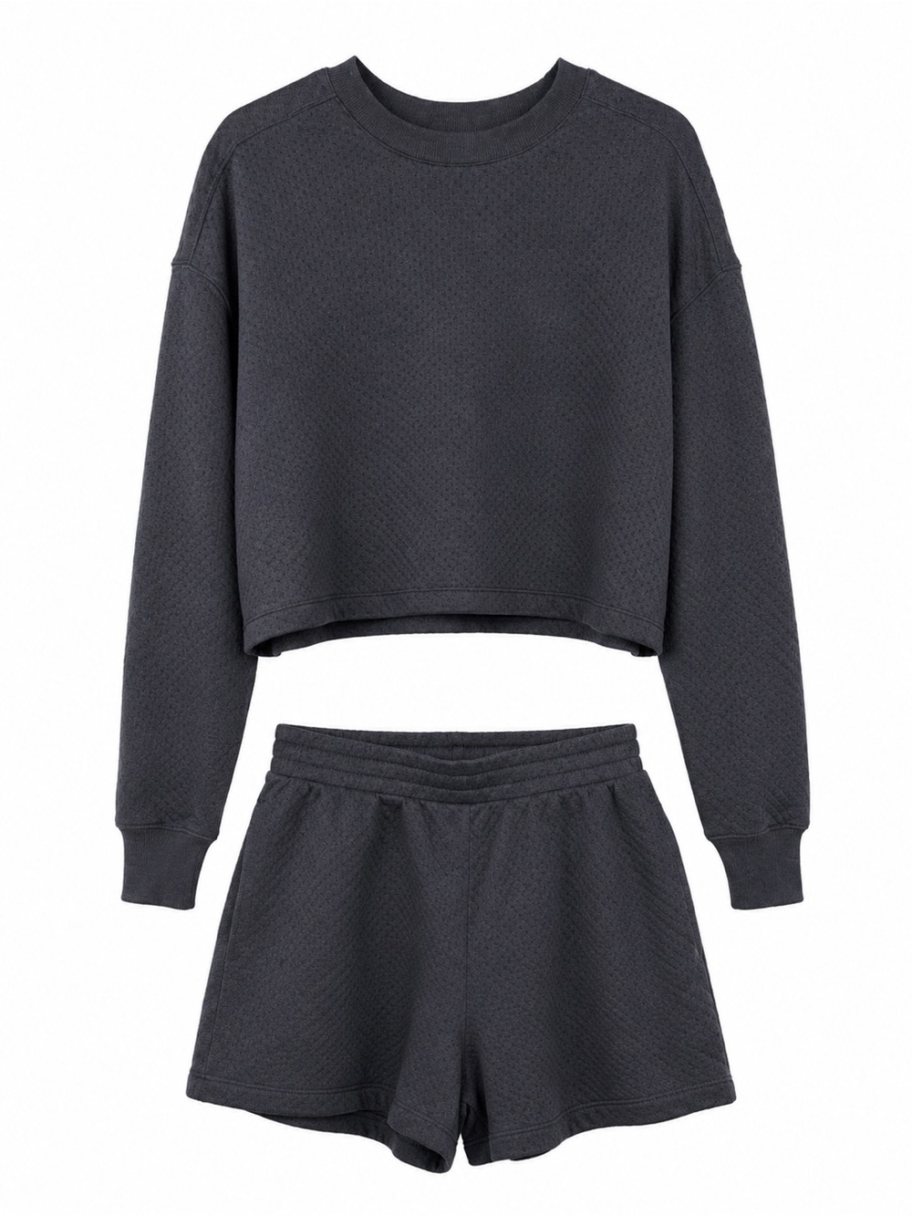 Colsie 2 piece set- Charcoal Cropped Sweatshirt with matching shorts